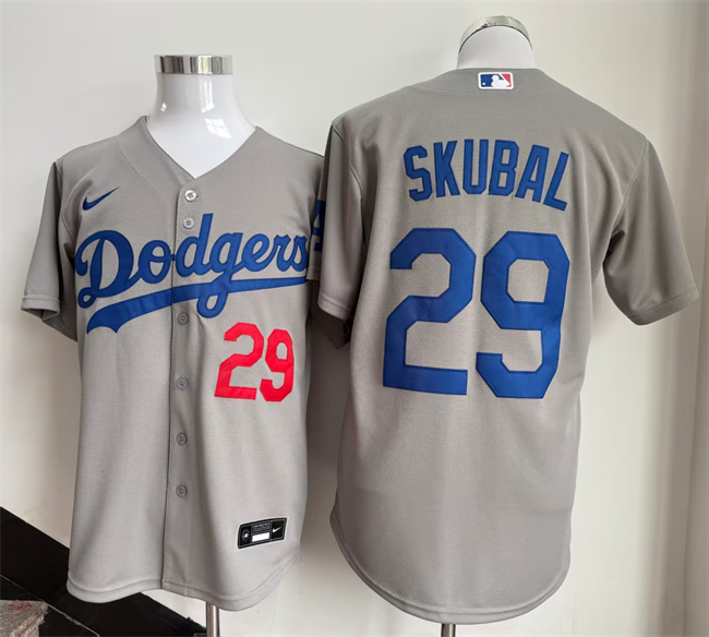 Men's Los Angeles Dodgers #29 Tarik Skubal Grey 2026 Cool Base Stitched Baseball Jersey